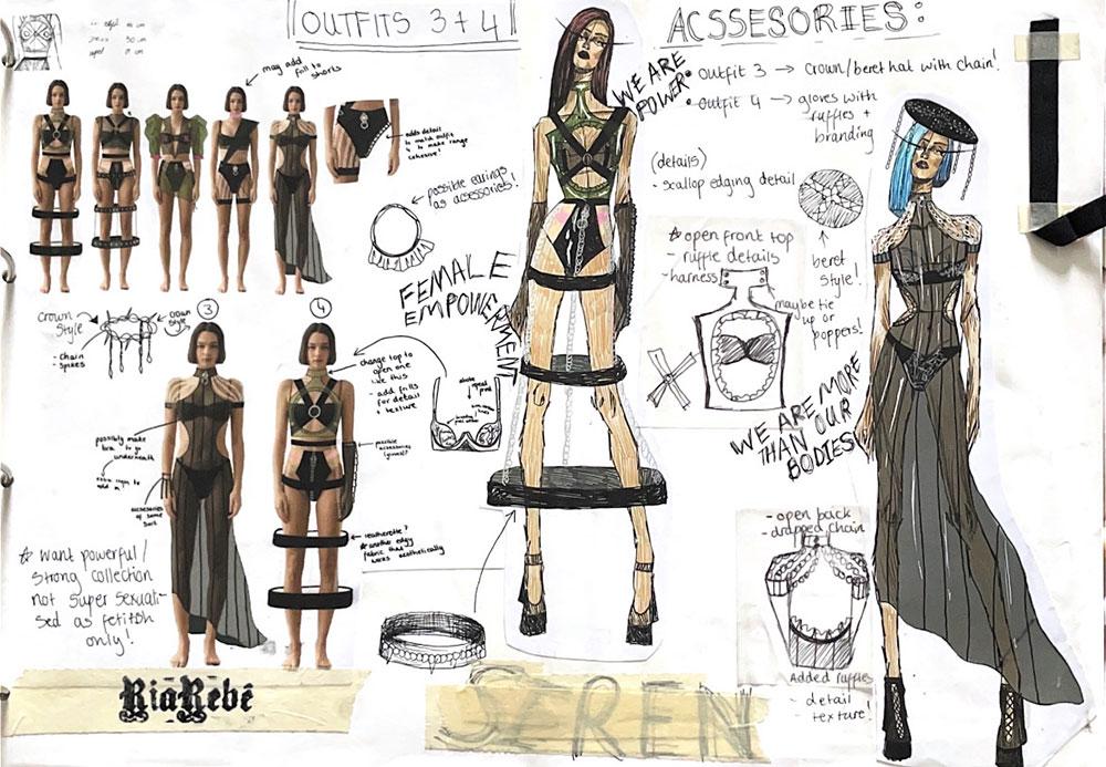 Riarebé latex fashion clothing moodboard