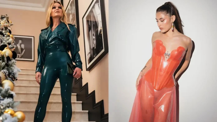 Amanda Holden and Hana Mai wear Atsuko Kudo latex to Wicked Movie Premiere