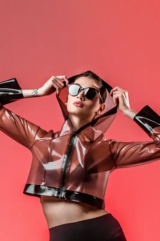 Elin Harness Latex Jacket with Hood