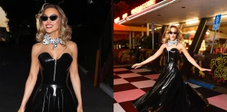 Selling Sunset Star Chrishell Stause Makes a Statement in Latex Star of Netflix show "Selling Sunset", Chrishell Stause, attends castmate Emma Hernan's party wearing a latex dress with a 1950s aesthetic