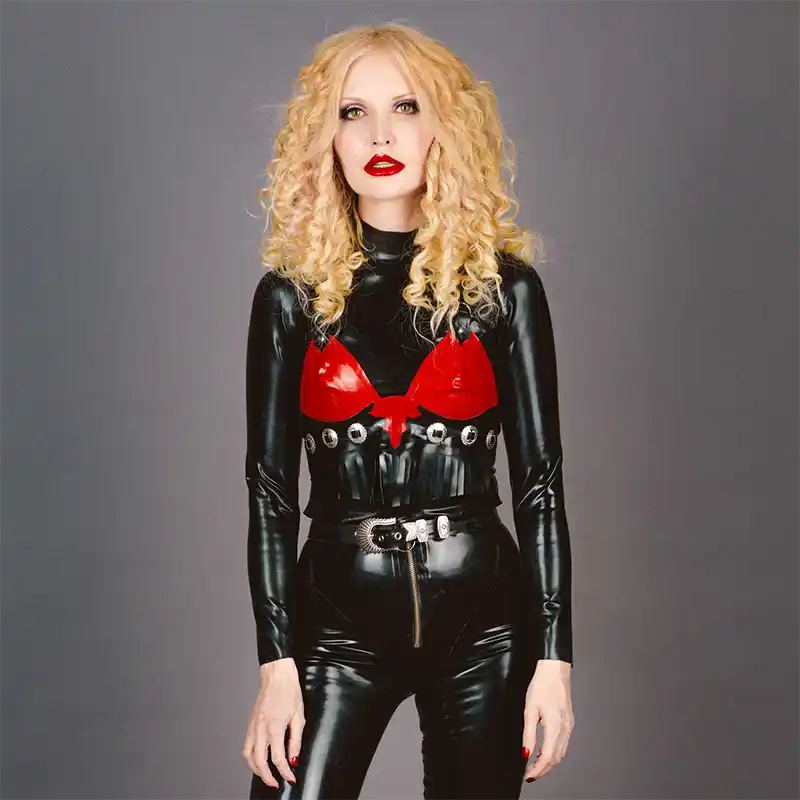 The Midnight Cowgirls star Jennie Vee wears HEVEA latex designs