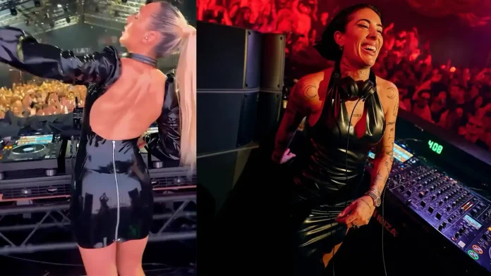 tita-lau-elissa-poppy-indira-paganotto-fbld-latex-hi-ibiza-club-dj-latex-fashion-clothing DJs Tita Lau and Indira Paganotto wear Elissa Poppy and FBLD Latex at Hi Ibiza club