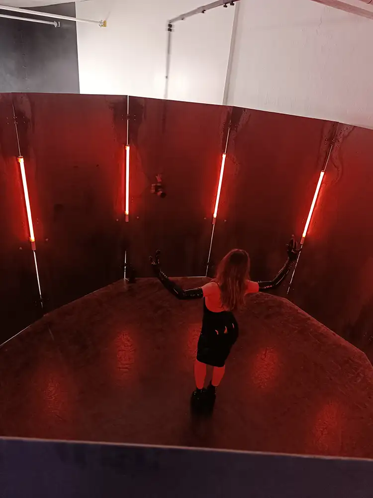 The Original Sin behind the scenes of their new video "Koresene", featuring lead singer Kira Sinister wearing William Wilde and Westward Bound