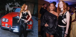 Jess Glynne Elevates Silhouette with Flattering Latex and Leather from ARAKHNE Jess Glynee wears ARAKHNE latex top and leather trousers to Elle Style Awards