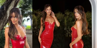 Maura Higgins Returns to Love Island as Presenter in the Perfect Latex Midi Dress Maura Higgins wears Atsuko Kudo Latex midi dress on Love Island Games