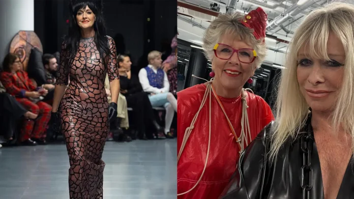 vin-and-omi-london-fashion-week-dysphoriana-latex-fashion-jane-moore-jo-wood-dame-prue-leith Jane Moore, Jo Wood and Dame Prue Leith walk for Vin and Omi Dysphoriana collection launch at London Fashion Week