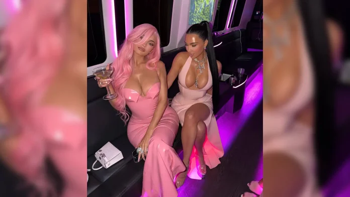 kim-kardashian-kylie-jenner-vex-latex-poster-girl-kylie-cosmetics-10th-party Kim Kardashian wears Vex Latex and Kylie Jnner wears Poster Girl for Kylie Cosmetics 10th Party