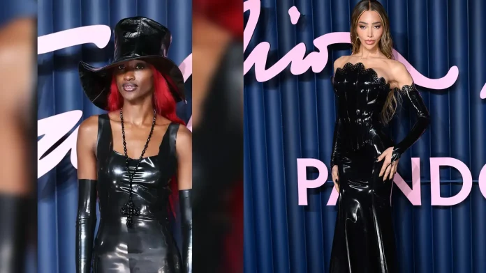 Sienna King and Munroe Bergdorf wear latex at British Fashion Council Fashion Awards