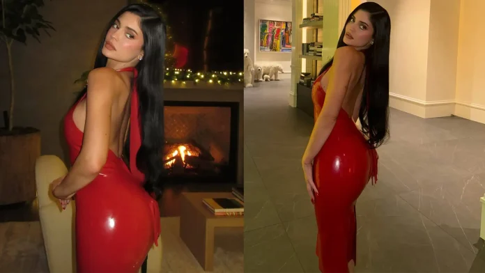 kylie-jenner-poster-girl-official-latex-dress Kylie Jenners wears red Poster Girl Official latex dress
