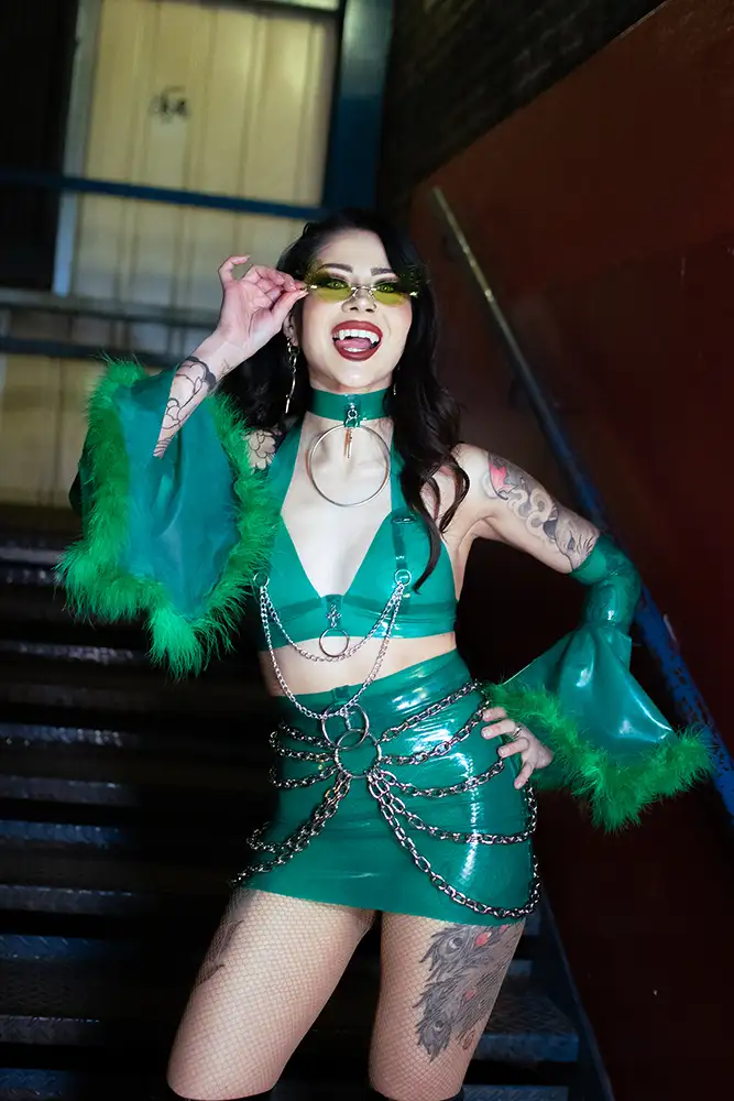 Luna Howl wears Liquid Disco Latex at Torture Garden in London