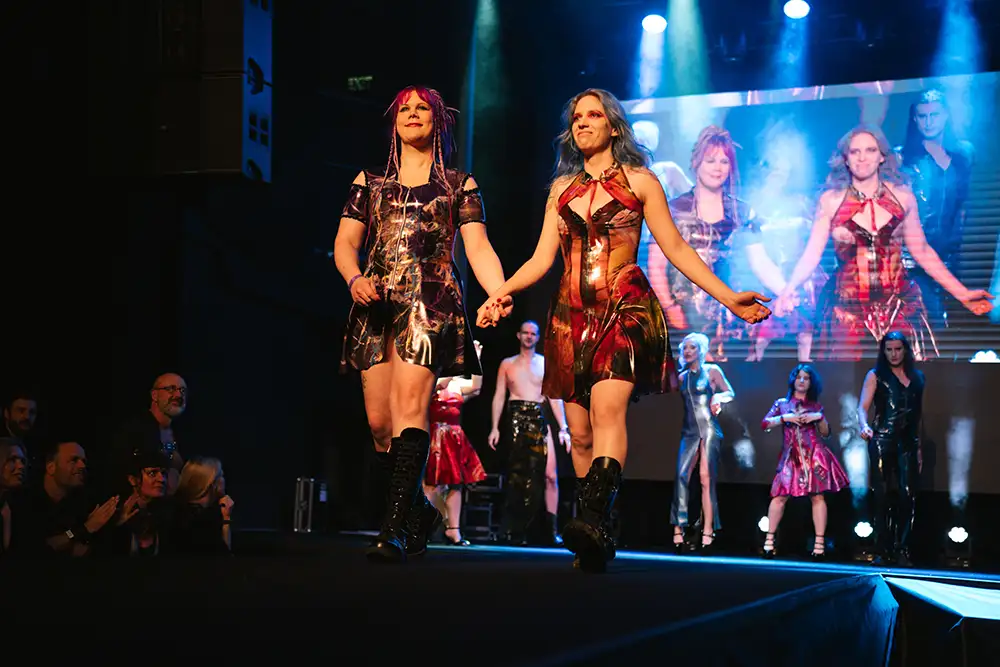 Ruka and Yuki of Se'tyo walk the catwalk at Prague Fetish Weekend