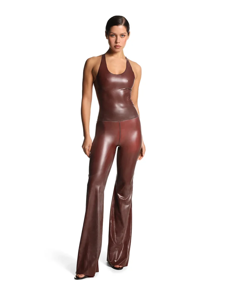 ANOESES Latex Daily Fashion Clothing Plaise Flared Trousers and Sutton Top