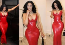 Red Alert! Cardi B Wows in Poster Girl’s Corset-Inspired Latex Ensemble Cardi B wears Poster Girl x KHY latex fashion
